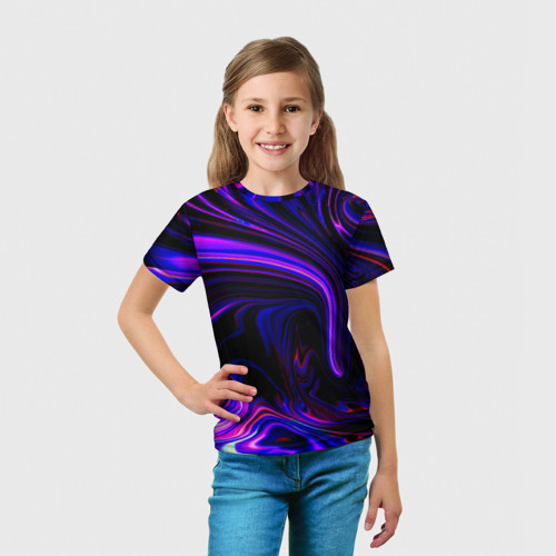 Детская футболка 3D Цветные разводы, цвет 3D печать - фото 5