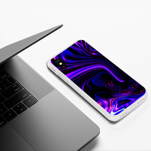 Чехол для iPhone XS Max матовый Цветные разводы, цвет белый - фото 5