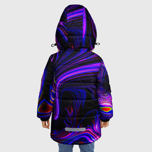 Зимняя куртка для девочек 3D Цветные разводы, цвет черный - фото 4