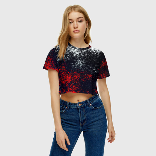 Женская футболка Crop-top 3D Брызги красок, цвет 3D печать - фото 4