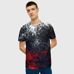 Мужская футболка 3D Брызги красок красные