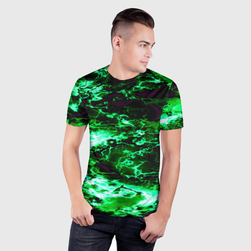 Мужская футболка 3D Slim Зеленый дым, цвет 3D печать - фото 3