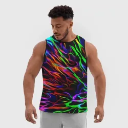 Мужская спортивная майка 3D Разноцветные разводы - фото 2