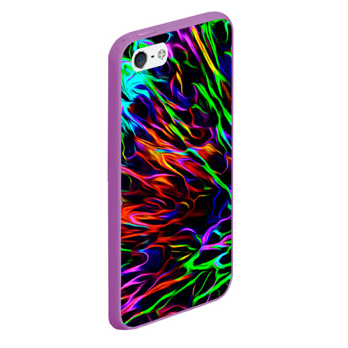 Чехол для iPhone 5/5S матовый Разноцветные разводы, цвет фиолетовый - фото 3