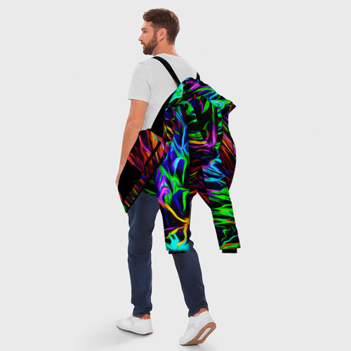 Мужская зимняя куртка 3D Разноцветные разводы, цвет черный - фото 5