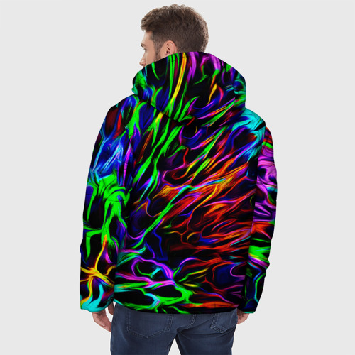 Мужская зимняя куртка 3D Разноцветные разводы, цвет черный - фото 4