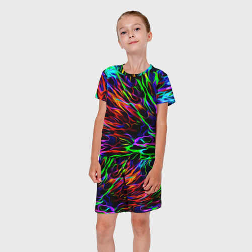 Детский костюм с шортами 3D Разноцветные разводы, цвет 3D печать - фото 5