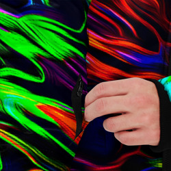 Куртка с принтом Разноцветные разводы для мужчины, вид на модели спереди №3. Цвет основы: черный