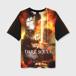 Женская футболка oversize 3D Dark souls knight of fire