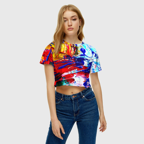 Женская футболка Crop-top 3D Краска, цвет 3D печать - фото 3