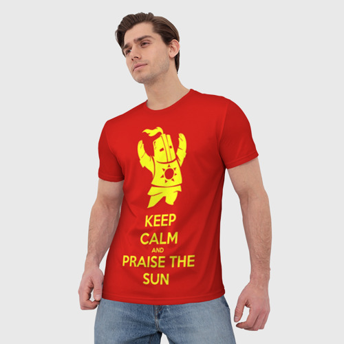 Мужская футболка 3D Keep calm and praise the sun, цвет 3D печать - фото 3