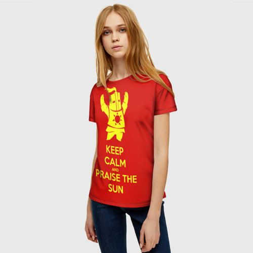 Женская футболка 3D Keep calm and praise the sun, цвет 3D печать - фото 3