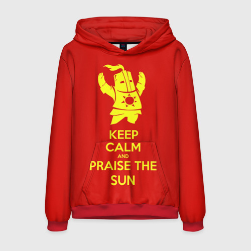 Мужская толстовка 3D Keep calm and praise the sun, цвет красный