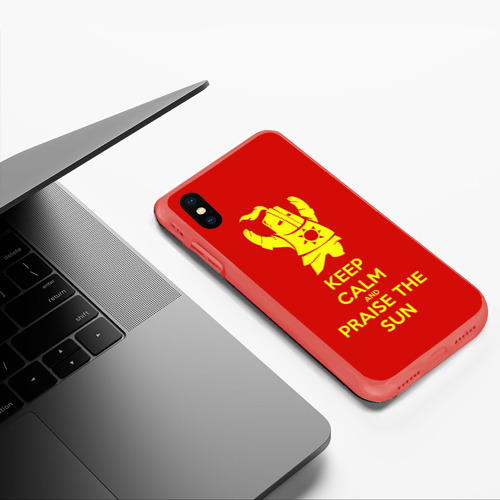 Чехол для iPhone XS Max матовый Keep calm and praise the sun, цвет красный - фото 5