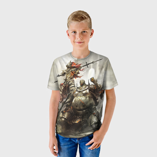 Детская футболка 3D с принтом Dark souls knights, фото на моделе #1