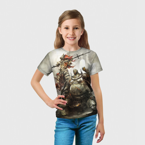 Детская футболка 3D с принтом Dark souls knights, вид сбоку #3