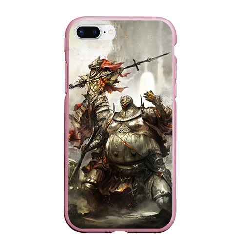 Чехол для iPhone 7Plus/8 Plus матовый Dark souls knights, цвет розовый