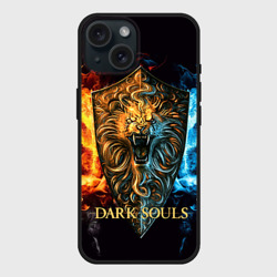 Чехол силиконовый для Apple iPhone 15 матовый Dark souls - lion