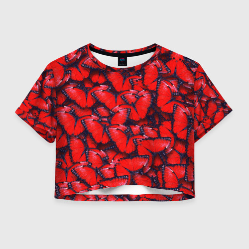 Женская футболка Crop-top 3D Бабочки, цвет 3D печать