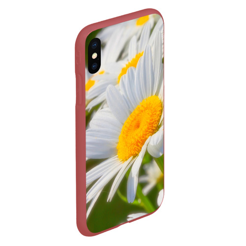 Чехол для iPhone XS Max матовый Ромашки, цвет красный - фото 3