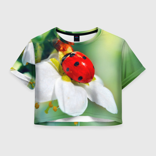 Женская футболка Crop-top 3D Божья коровка, цвет 3D печать