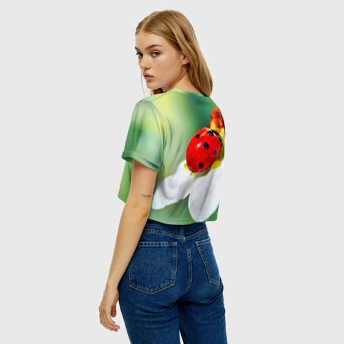 Женская футболка Crop-top 3D Божья коровка, цвет 3D печать - фото 5