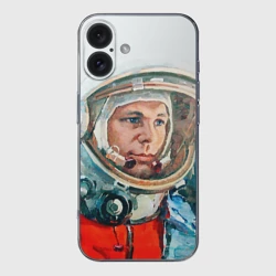 Чехол для iPhone 16 силиконовый с защитой камеры Гагарин