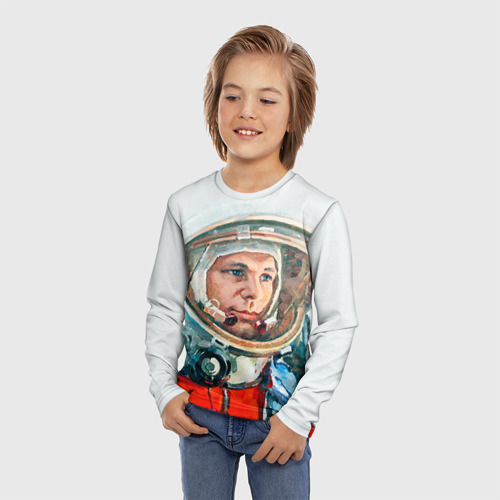 Детский лонгслив 3D Гагарин, цвет 3D печать - фото 3