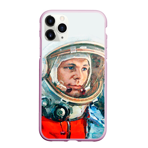 Чехол для iPhone 11 Pro Max матовый Гагарин, цвет розовый