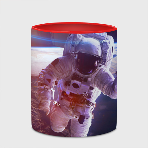 Кружка с полной запечаткой Космонавт, цвет белый + красный - фото 4