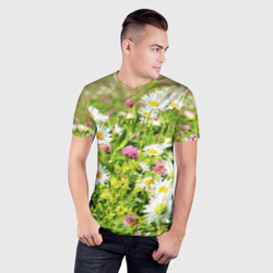 Мужская футболка 3D Slim Полевые цветы - луговые  - фото 2
