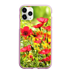 Чехол для iPhone 11 Pro Max матовый Полевые цветы - маки
