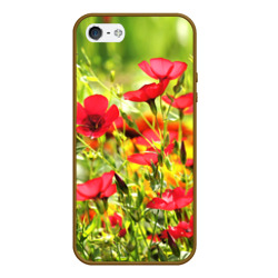 Чехол для iPhone 5/5S матовый Полевые цветы - маки