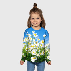 Детский лонгслив 3D Полевые цветы - ромашки - фото 2