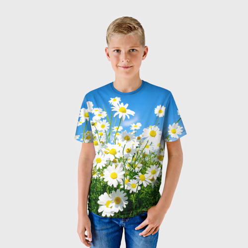 Детская футболка 3D Полевые цветы - ромашки - фото 3