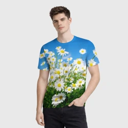 Мужская футболка 3D Полевые цветы - ромашки - фото 2