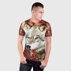 Мужская футболка 3D Slim Волк осенний лес - фото 2