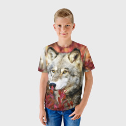 Детская футболка 3D Волк осенний лес - фото 2