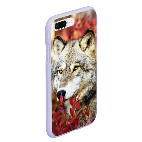 Чехол для iPhone 7Plus/8 Plus матовый Волк осенний лес, цвет светло-сиреневый - фото 3