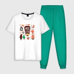 Мужская пижама с белой футболкой хлопок Moscow
