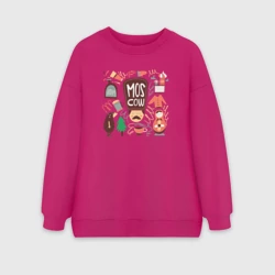 Женский свитшот oversize без начеса хлопок Moscow