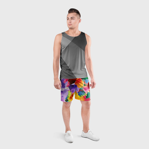 Мужские шорты спортивные Красочная фантазия, цвет 3D печать - фото 4