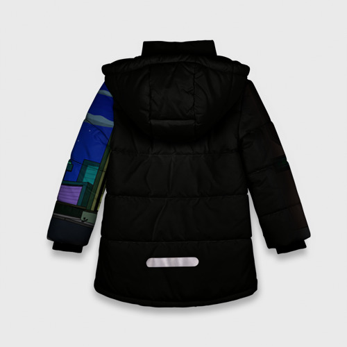 Зимняя куртка для девочек 3D с принтом Футурама, вид сзади #1