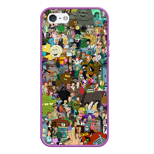 Чехол для iPhone 5/5S матовый Futurama, цвет фиолетовый