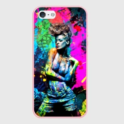 Чехол для iPhone 5/5S матовый Боди-арт девушка модель