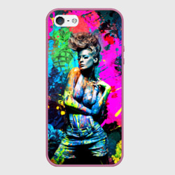 Чехол для iPhone 5/5S матовый Боди-арт девушка модель
