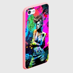 Чехол для iPhone 5/5S матовый Боди-арт девушка модель - фото 2