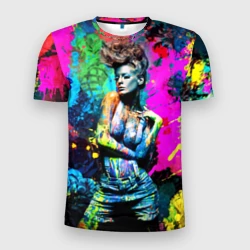 Мужская футболка 3D Slim Боди-арт девушка модель