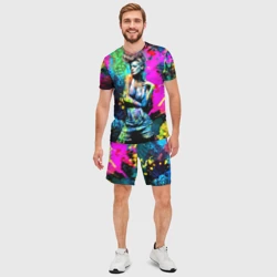 Мужской костюм с шортами 3D Боди-арт девушка модель - фото 2