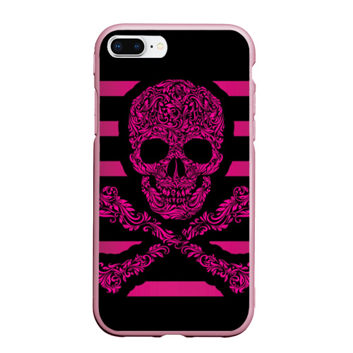 Чехол для iPhone 7Plus/8 Plus матовый Живописный череп, цвет розовый